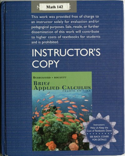 9780618731183: Brief Applied Calculus, Instructor's Copy