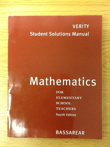 Beispielbild fr Student Solutions Manual: Mathematics For Elementary School Teachers, 4th zum Verkauf von a2zbooks