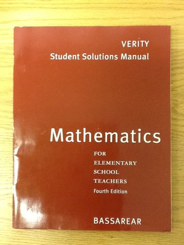 Stock image for Student Solutions Manual: Mathematics For Elementary School Teachers, 4th for sale by a2zbooks