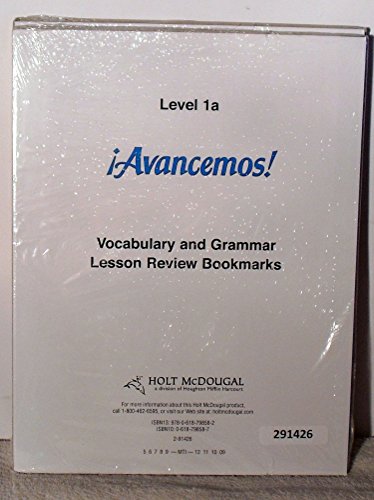 Avancemos! Lesson Review Bookmarks Level 1a Grades 9-12: Mcdougal Littell Ãavancemos! (9780618798582) by ML