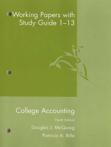 Beispielbild fr College Accounting Working Papers With Study Guide 1-13 zum Verkauf von SecondSale