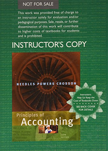 Beispielbild fr Principles of Accounting, Instructor's Copy, 10th zum Verkauf von Better World Books