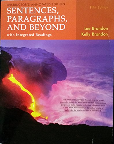 Stock image for Sentences, Paragraphs, And Beyond With Integrated Readings, Fifth Edition: Instructor's Annotated Edition (2008 Copyright) for sale by ~Bookworksonline~
