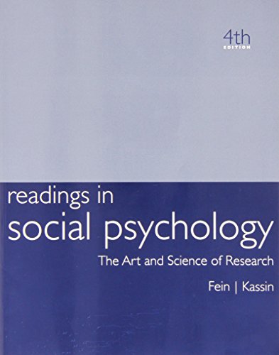 Beispielbild fr Kassin Readings In Social Psychology, Fourth Edition zum Verkauf von Wonder Book