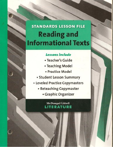 Beispielbild fr Standards Lesson File: Reading and Informational Texts, Grade 8 zum Verkauf von Allied Book Company Inc.