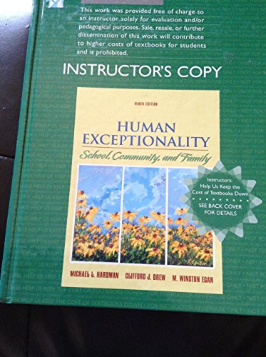 Stock image for Human Exceptionality: School, Community, and Family (Instructor's Edition) for sale by BookHolders