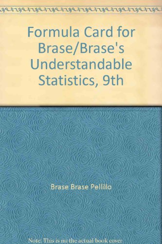 Stock image for Formula Card for Brase/Brase?s Understandable Statistics, 9th for sale by Irish Booksellers