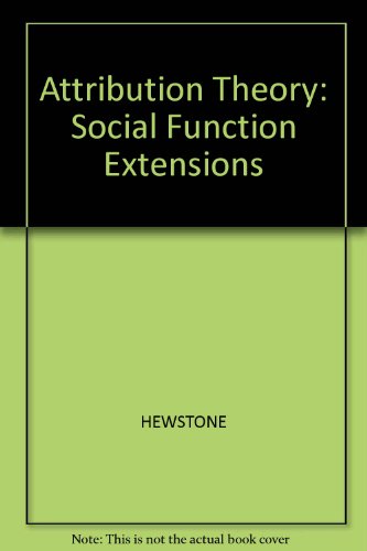 Imagen de archivo de Attribution Theory: Social and Functional Extensions a la venta por Colewood Books