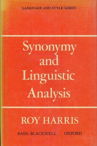 Beispielbild fr Synonymy and Linguistic Analysis zum Verkauf von Windows Booksellers