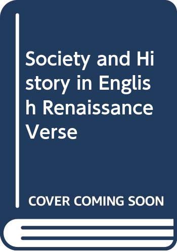 9780631156833: Society and History in English Renaissance Verse