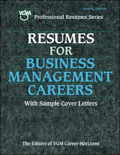 Resumes for Business Management Careers (9780658004551) by VGM, Editors Of