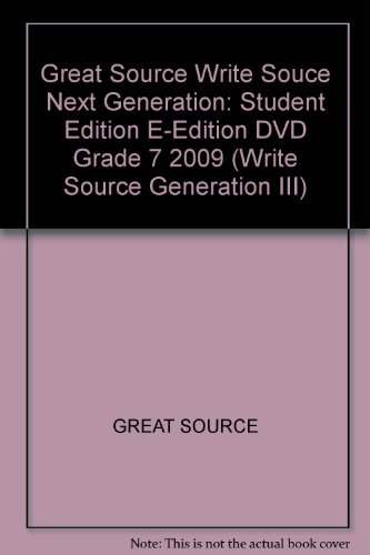 Stock image for Great Source Write Souce Next Generation: Student Edition E-Edition DVD Grade 7 (Write Source Generation III) for sale by Better World Books