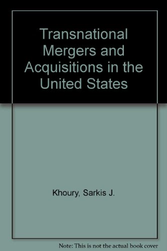 Imagen de archivo de Transnational Mergers and Acquisitions in the United States a la venta por The Battery Books & Music