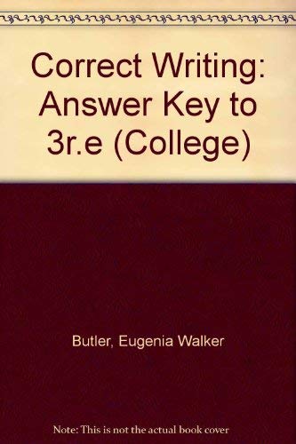 Stock image for Correct Writing: Answer Key to 3r.e (College) for sale by Bookmans
