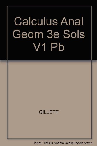 Stock image for Calculus Anal Geom 3e Sols V1 Pb for sale by Hawking Books