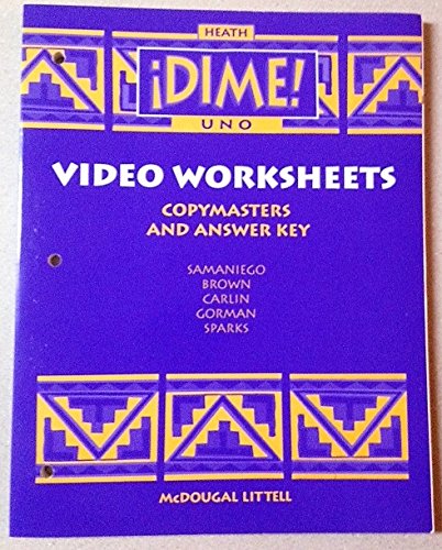 Video Worksheets Copymasters and Answer Key (Â¡Dime! Uno) (9780669433685) by Samaniego; Brown; Carlin; Gorman; Sparks