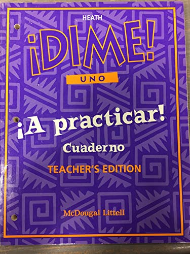 Beispielbild fr Dime! Uno !A Practicar! Cuaderno Teacher's Edition With Blackline Masters Answers (1997 Copyright) zum Verkauf von ~Bookworksonline~