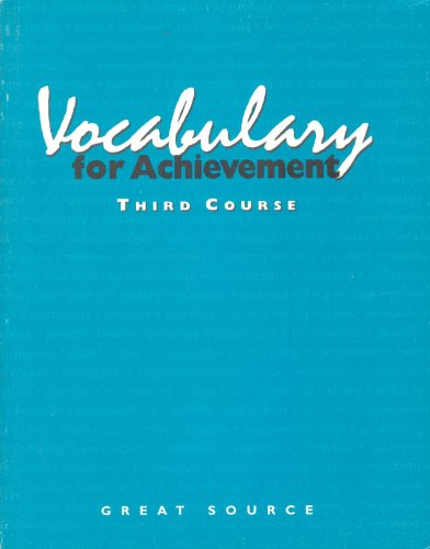 Imagen de archivo de Great Source Vocabulary for Achievement: Workbook, Grade 9, 3rd Course a la venta por PAPER CAVALIER US