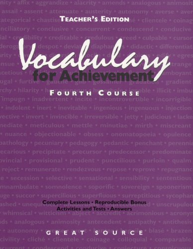 Stock image for Vocabulary for Achievement: Fourth Course, Teacher's Edition for sale by ThriftBooks-Atlanta