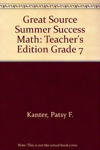Imagen de archivo de Great Source Summer Success Math: Teacher's Edition Grade 7 a la venta por ZBK Books