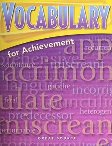 Imagen de archivo de Great Source Vocabulary for Achievement: Student Edition Grade 10 a la venta por Revaluation Books