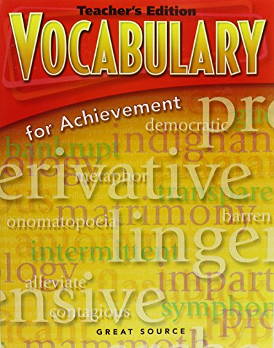 Imagen de archivo de Great Source Vocabulary for Achievement: Teacher Edition Grade 6 Intro Course (Reading for Today) a la venta por Ergodebooks