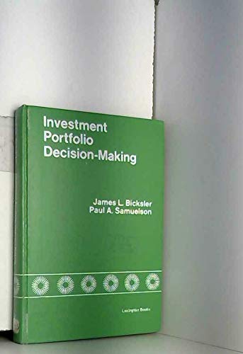 Beispielbild fr Investment Portfolio Decision-Making zum Verkauf von Better World Books