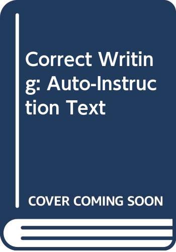 Stock image for An Auto-Instructional Text in Correct Writing for sale by Better World Books