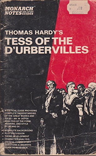 Imagen de archivo de Thomas Hardy's Tess of the D'Urbervilles (Monarch Notes) a la venta por Wonder Book