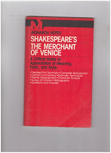Stock image for Shakespeare's the Merchant of Venice (Monarch notes) for sale by Redux Books