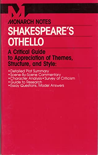Imagen de archivo de Shakespeare's Othello (Monarch Notes) a la venta por Wonder Book