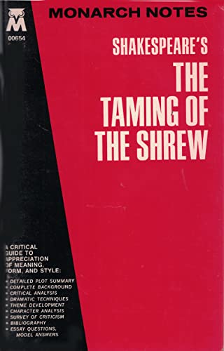 Imagen de archivo de Shakespeare's the Taming of the Shrew (Monarch Notes) A guide to Understanding the Classics a la venta por Wonder Book