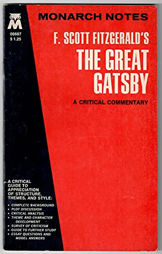 Imagen de archivo de F. Scott Fitzgerald's the Great Gatsby: A Critical commentary (Monarch notes) a la venta por G.J. Askins Bookseller