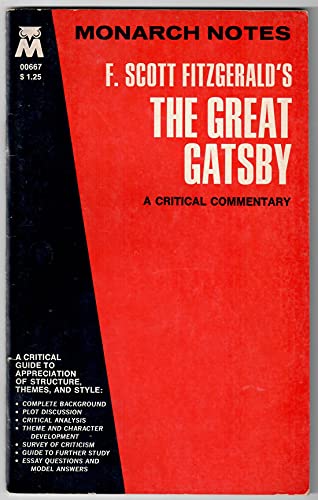 Stock image for F. Scott Fitzgerald's the Great Gatsby: A Critical commentary (Monarch notes) for sale by G.J. Askins Bookseller