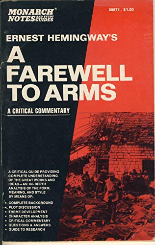 Beispielbild fr Ernest Hemingway's a Farewell to Arms: a Critical Commentary (Monarch Notes) zum Verkauf von SecondSale