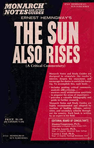 Stock image for Ernest Hemingway's the Sun Also Rises: A Critical Commentary (Monarch Notes) for sale by Books Unplugged