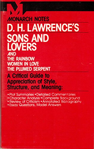 Imagen de archivo de Monarch Notes on D.H. Lawrence's Son And Daughters, and The Rainbow, Women In Love, The Plumed Serpent a la venta por gearbooks