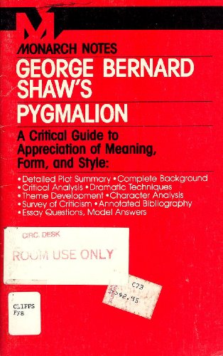 9780671007249: George Bernard Shaw's "Pygmalion" (Monarch notes)