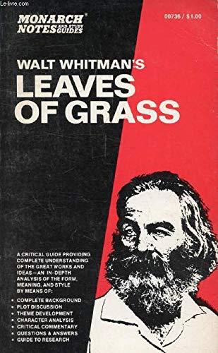 Beispielbild fr WALT WHITMAN'S LEAVES OF GRASS MONARCH NOTES zum Verkauf von The Yard Sale Store