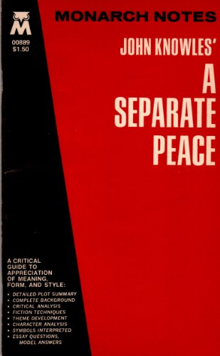 9780671008895: John Knowles' a Separate Peace (Monarch Notes)