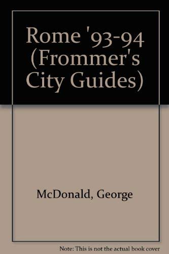 Imagen de archivo de Frommer's City Guide to Rome, 1993-1994 a la venta por SecondSale