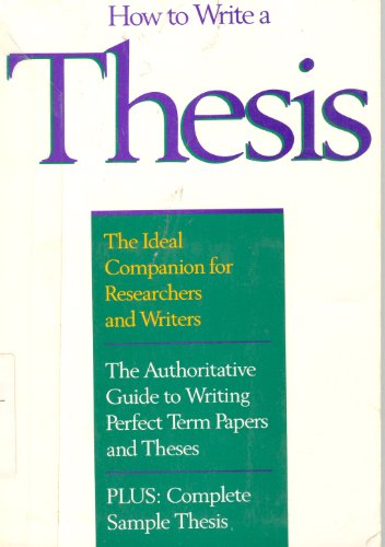 9780671885274: How to Write a Thesis