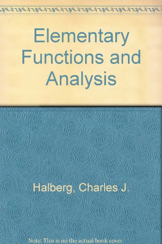 Immagine dell'editore per Elementary Functions and Analysis venduto da Better World Books: West