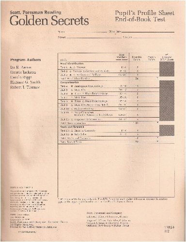 Golden Secrets - Pupil's Profile Sheet - End of Book Test (Scott, Foresman Reading) (9780673138248) by Ira E. Aaron