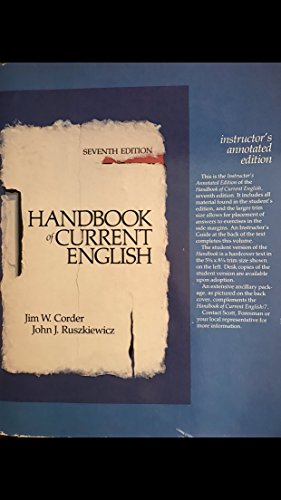 9780673179616: Handbook of Current English [Taschenbuch] by Jim W. Corder, John J. Ruszkiewicz