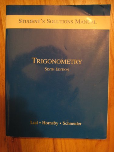 Imagen de archivo de Trigonometry: Student's Solutions Manual a la venta por HPB-Red