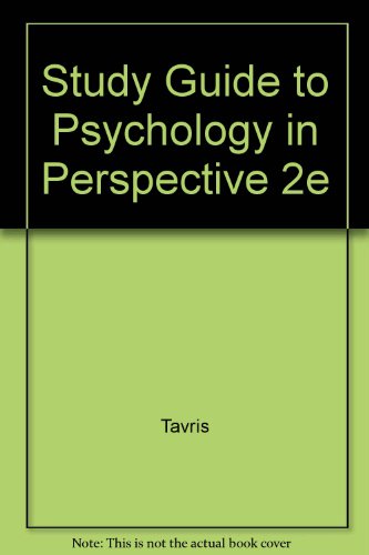 Beispielbild fr Study Guide to Accompany Psychology in Perspective zum Verkauf von HPB-Red