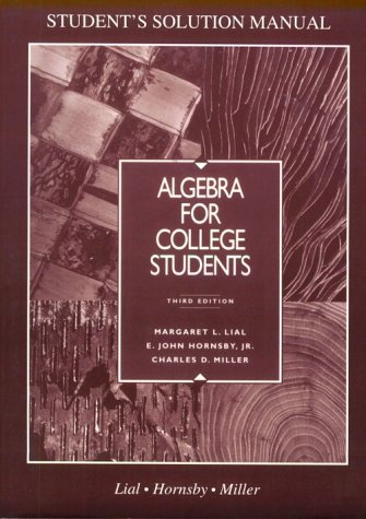 Imagen de archivo de Algebra for College Students: Student's Solution Manual a la venta por HPB-Red
