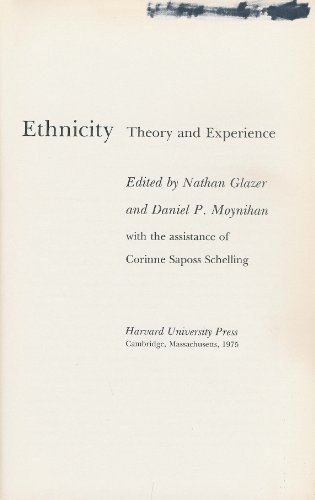 9780674268555: Ethnicity: Theory and experience