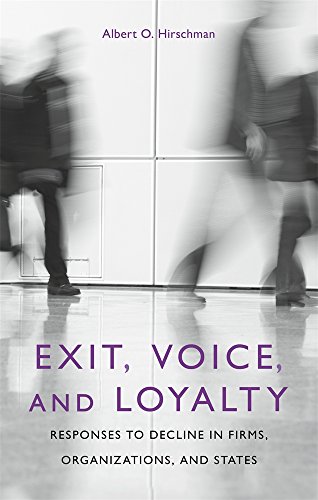 Beispielbild fr Exit, Voice, and Loyalty : Responses to Decline in Firms, Organizations, and States zum Verkauf von Better World Books